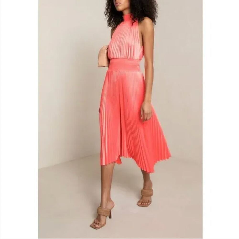 NEW A.L.C. $595 Coral Pink Renzo Pleated Blouson Dress